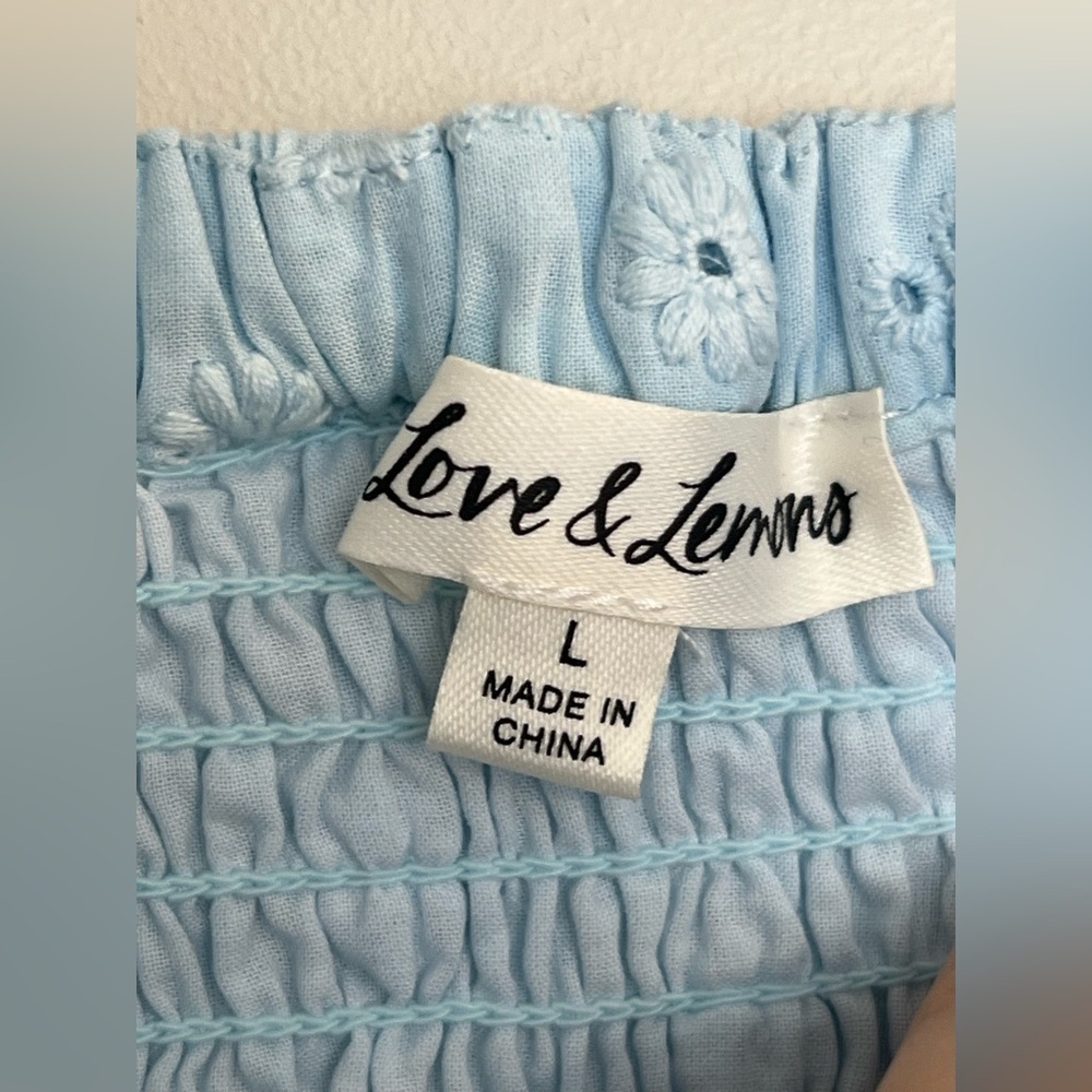 For Love and Lemons Marlowe Blue Eyelet Corset Mini Dress Size L NWOT - Picture 5 of 5